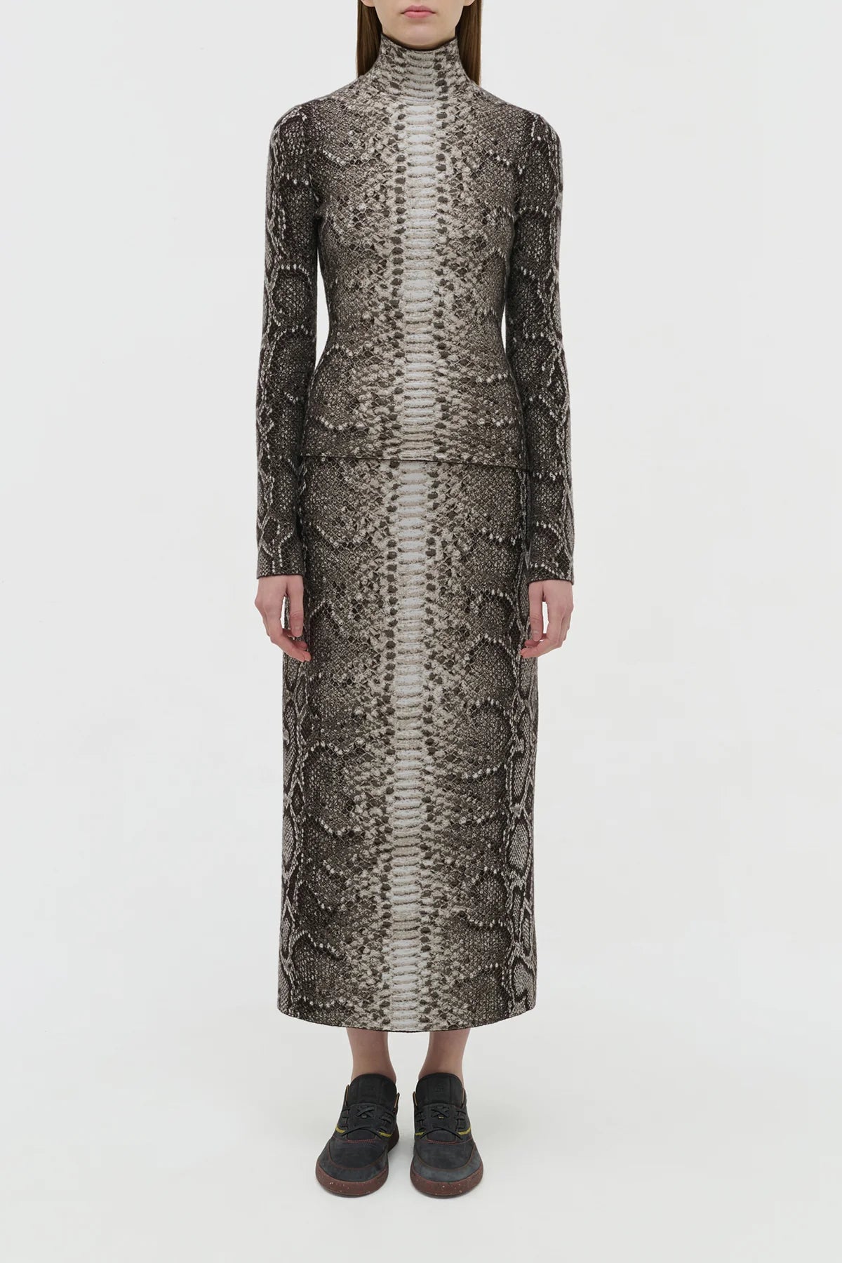 Bragi Knit Maxi Skirt in Greyscale Cashmere Silk