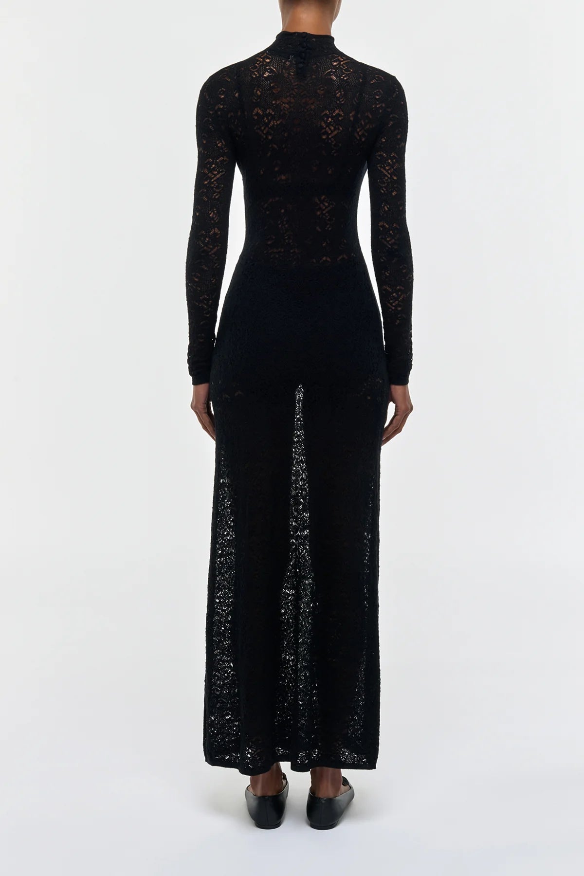 Anya Knit Maxi Dress in Black Merino Wool Cashmere