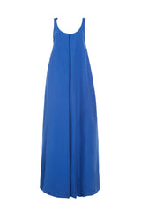 Aras Maxi Dress in Cobalt Linen Silk