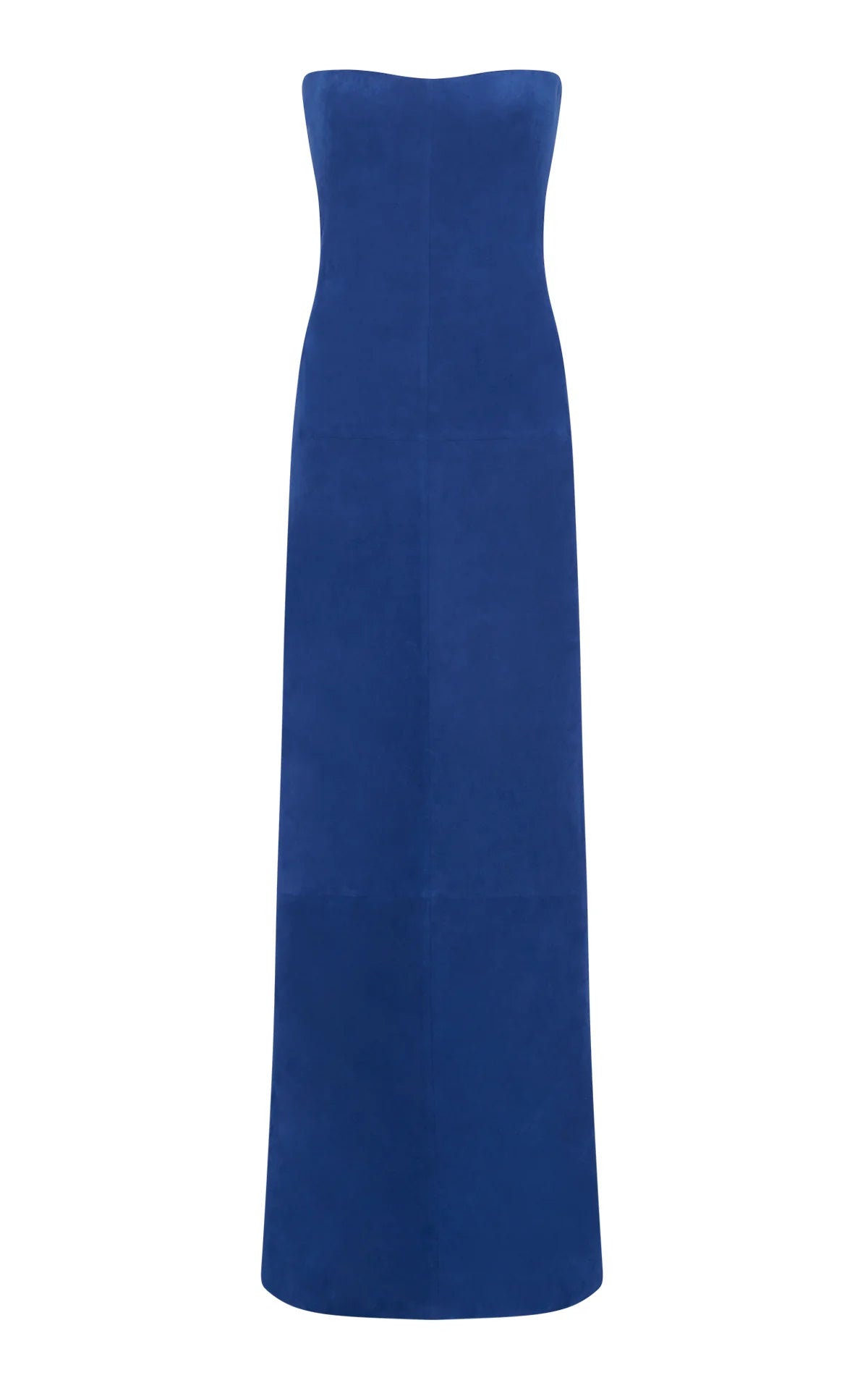 Ivara Strapless Maxi Dress in Cobalt Suede