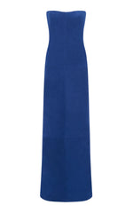 Ivara Strapless Maxi Dress in Cobalt Suede