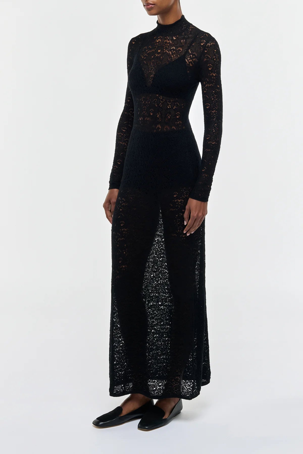 Anya Knit Maxi Dress in Black Merino Wool Cashmere