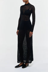 Anya Knit Maxi Dress in Black Merino Wool Cashmere
