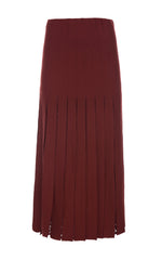 Debutante Knit Pleated Maxi Skirt in Burnt Sienna Merino Wool