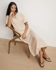 Cam Drop-Waist Midi Shirtdress