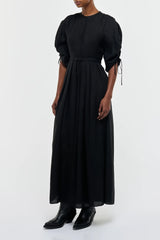 Linnea Maxi Dress in Black Aloe Linen