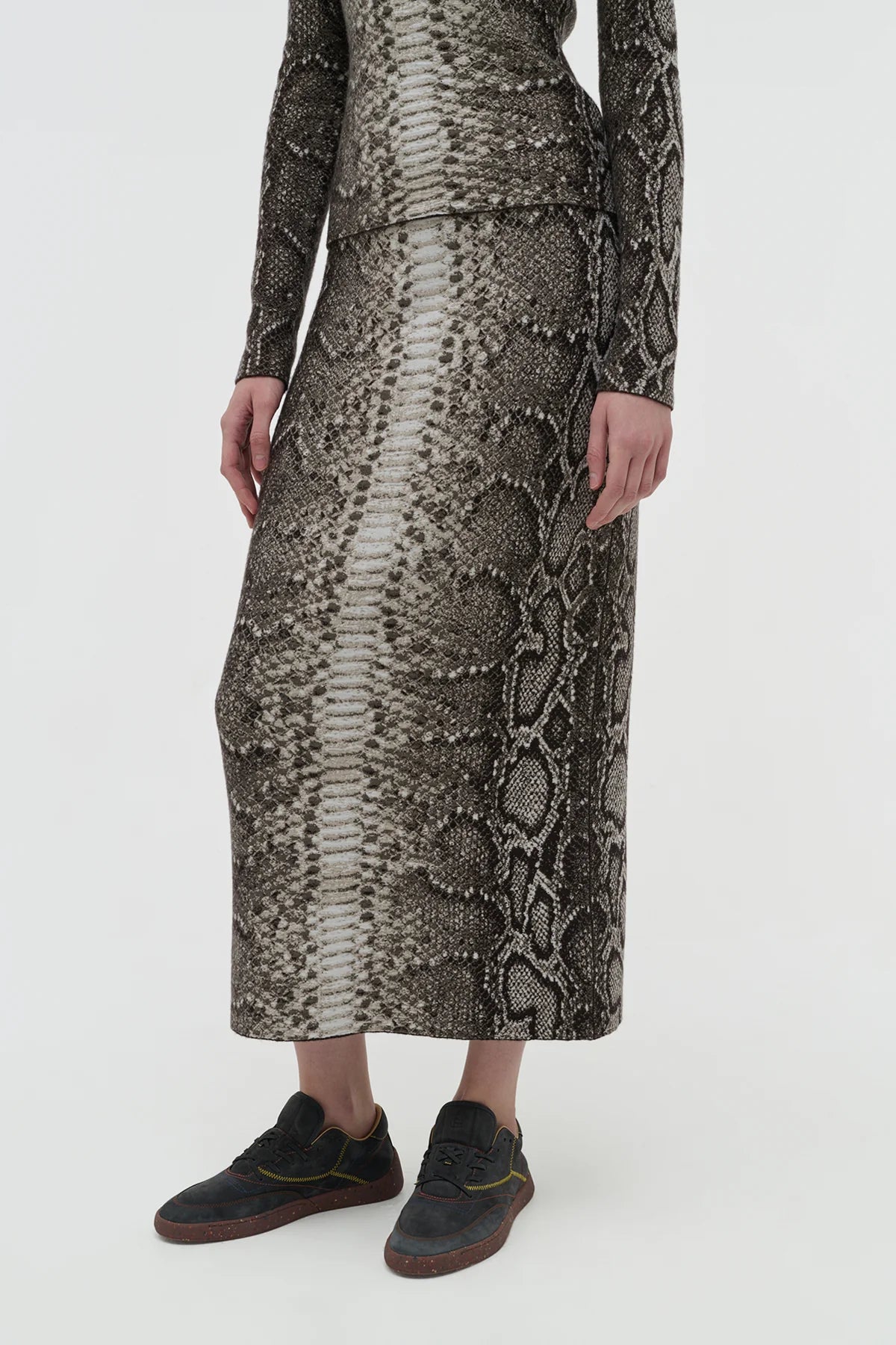 Bragi Knit Maxi Skirt in Greyscale Cashmere Silk