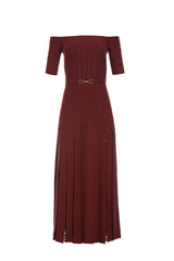Kurt Knit Pleated Maxi Dress in Burnt Sienna Merino Wool