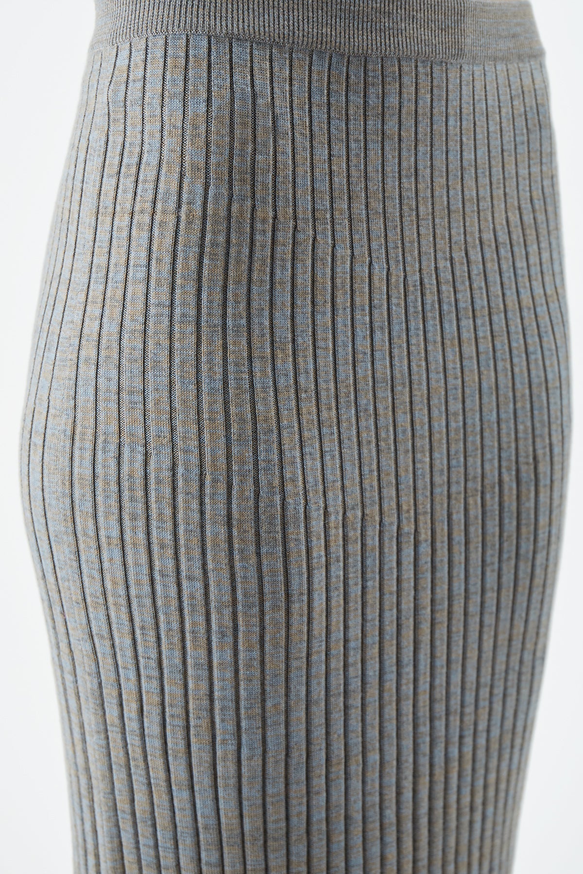 Conti Knit Midi Skirt in Light Blue Melange Cashmere