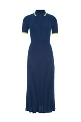 Eyot Knit Maxi Dress in Washed Denim Cashmere Silk