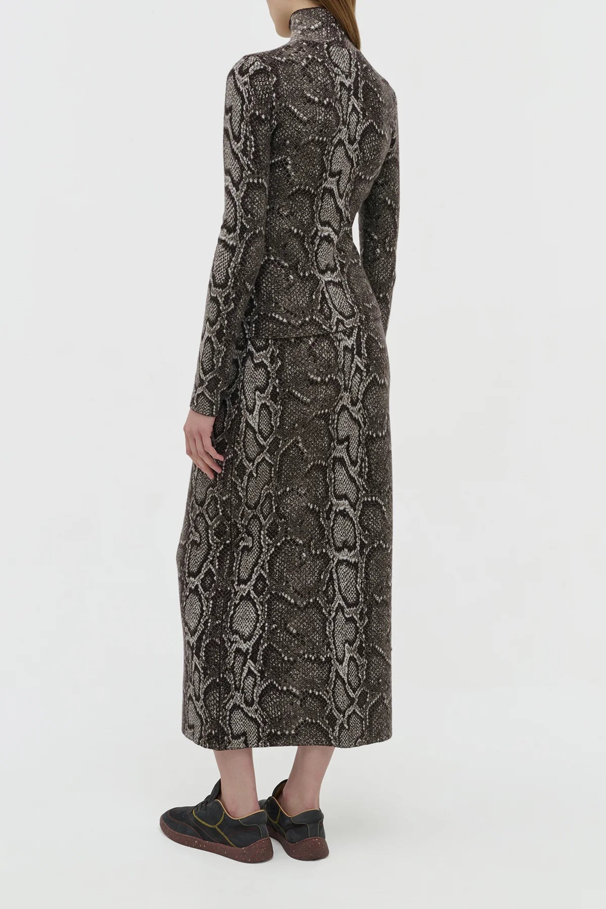 Bragi Knit Maxi Skirt in Greyscale Cashmere Silk