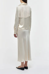 Frei Maxi Skirt in Ivory Silk Satin