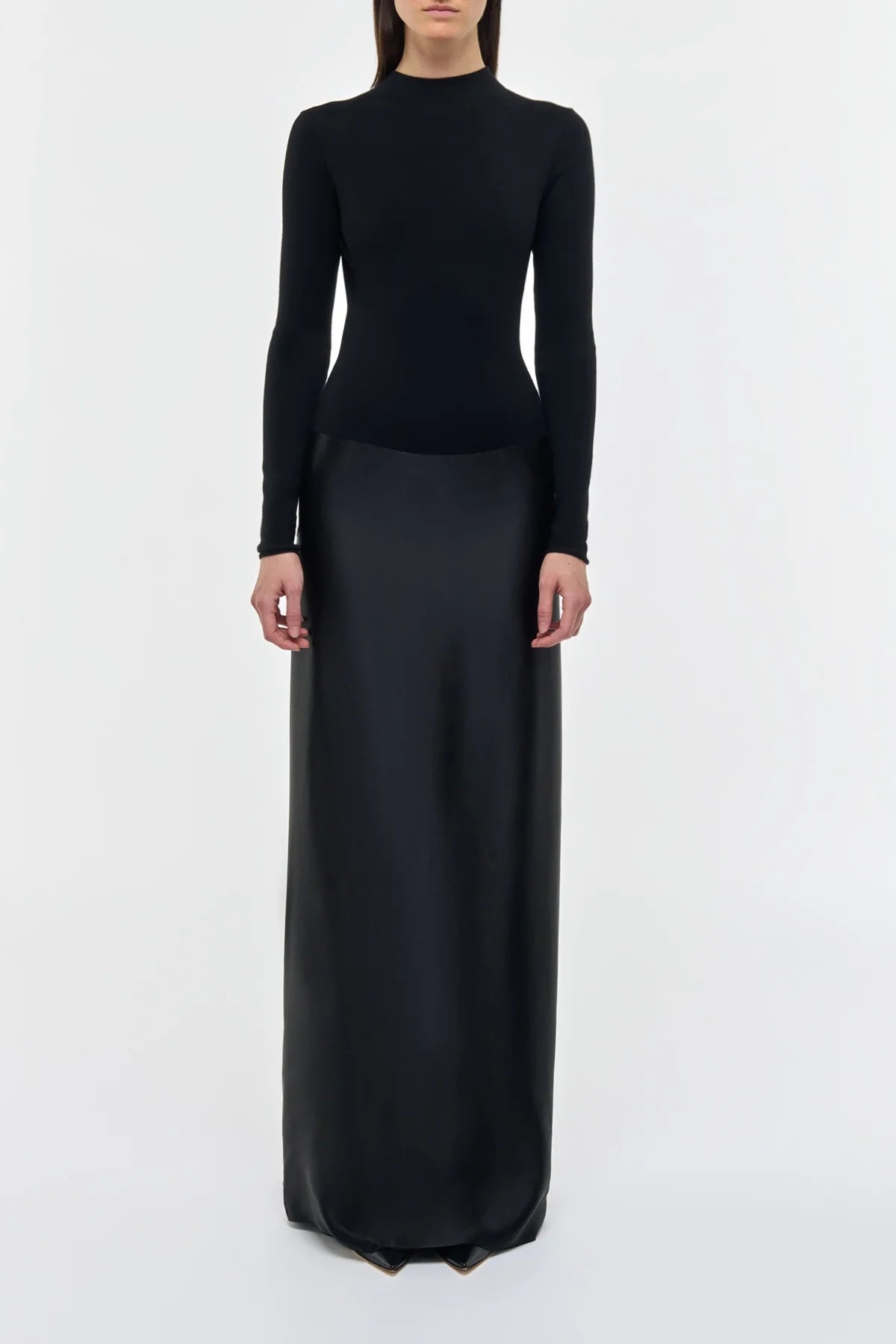 Jessamy Maxi Dress in Black Silk Satin