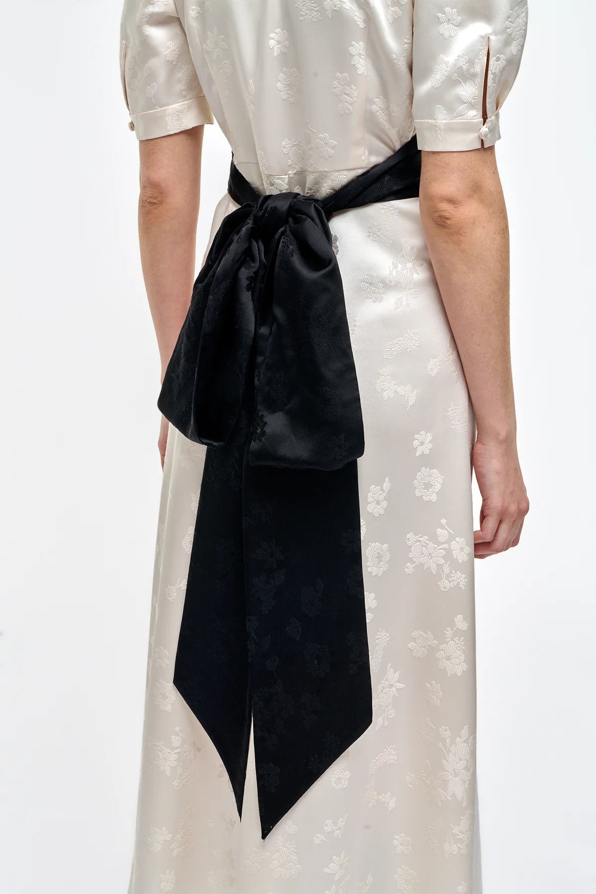 Larkin Maxi Dress in Ivory & Black Embroidered Silk