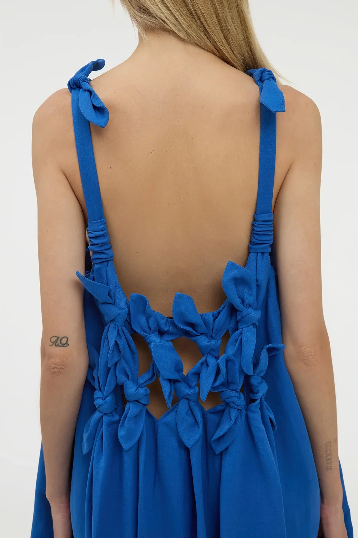 Aras Maxi Dress in Cobalt Linen Silk