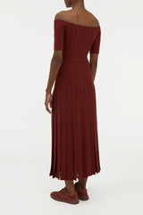 Kurt Knit Pleated Maxi Dress in Burnt Sienna Merino Wool