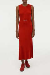 Meier Knit Midi Dress in Antelope Orange Merino Wool Cashmere