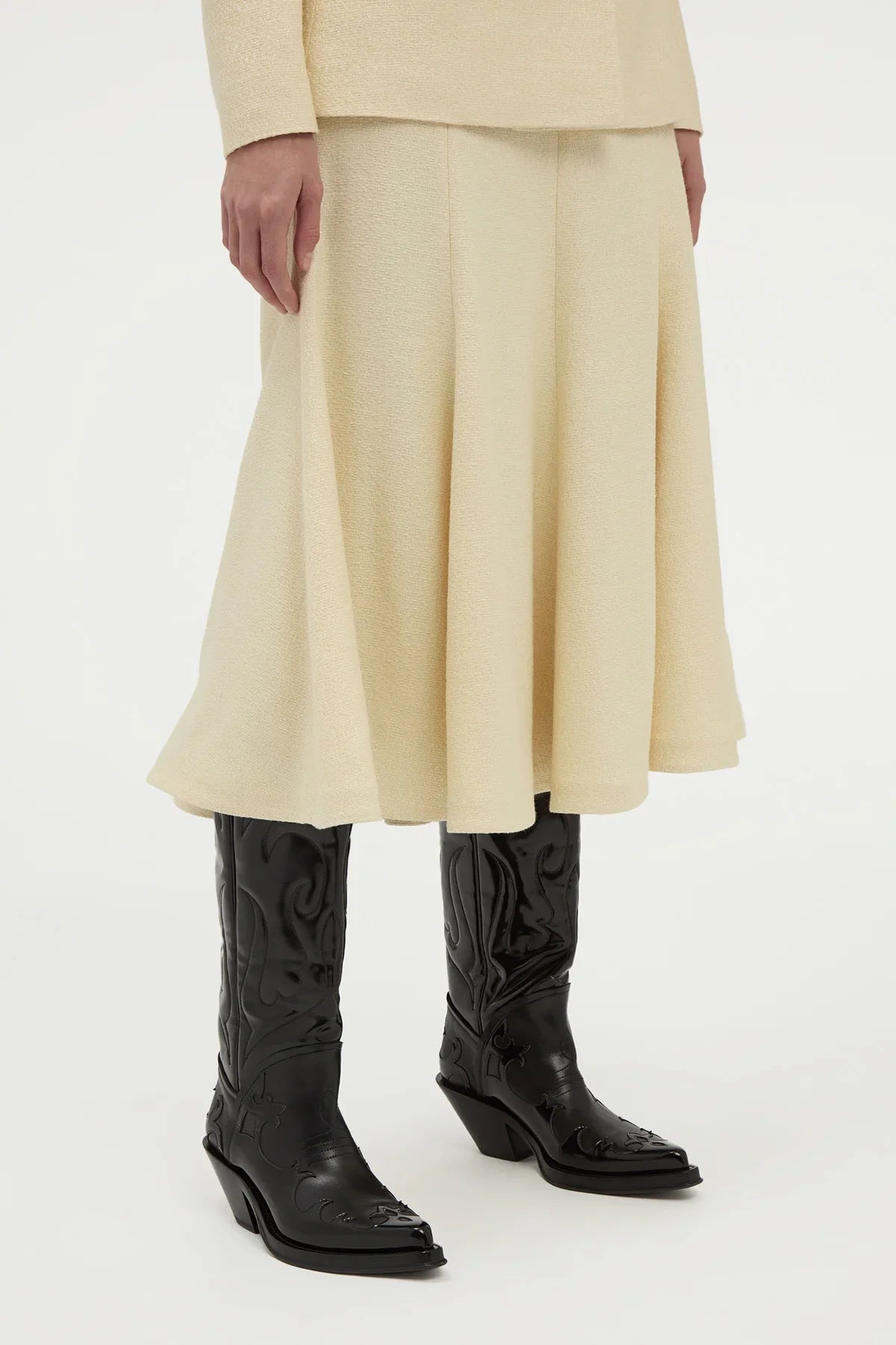 Selma Maxi Skirt in Ivory Silk Tweed