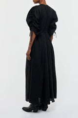 Linnea Maxi Dress in Black Aloe Linen