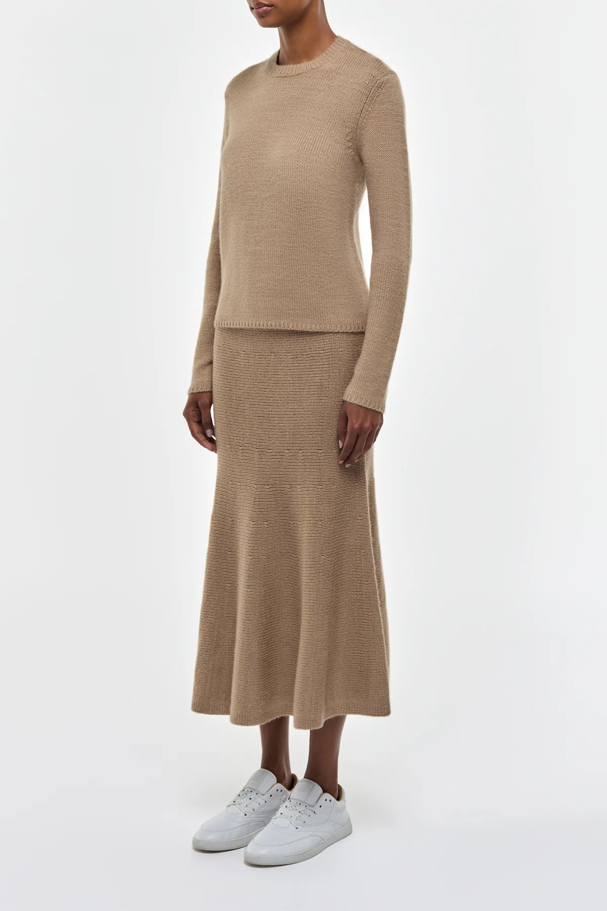 Manni Knit Maxi Skirt in Camel Cashmere