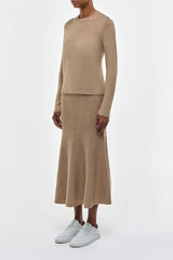 Manni Knit Maxi Skirt in Camel Cashmere