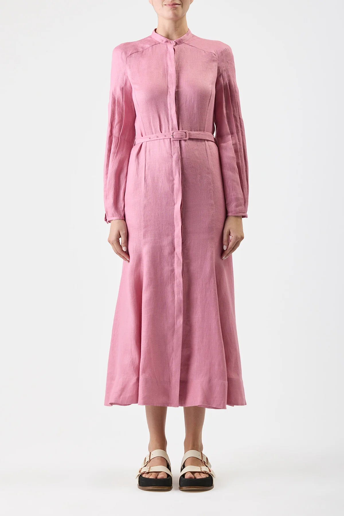 Lydia Maxi Dress with Slip in Rose Quartz Linen