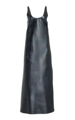 Ellson Maxi Dress in Black Metallic Nappa Leather