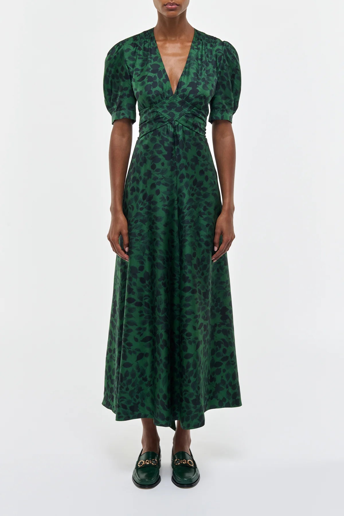Larkin Maxi Dress in English Green Printed Silk