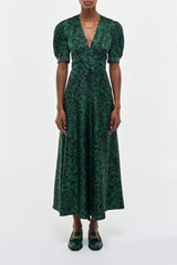 Larkin Maxi Dress in English Green Printed Silk