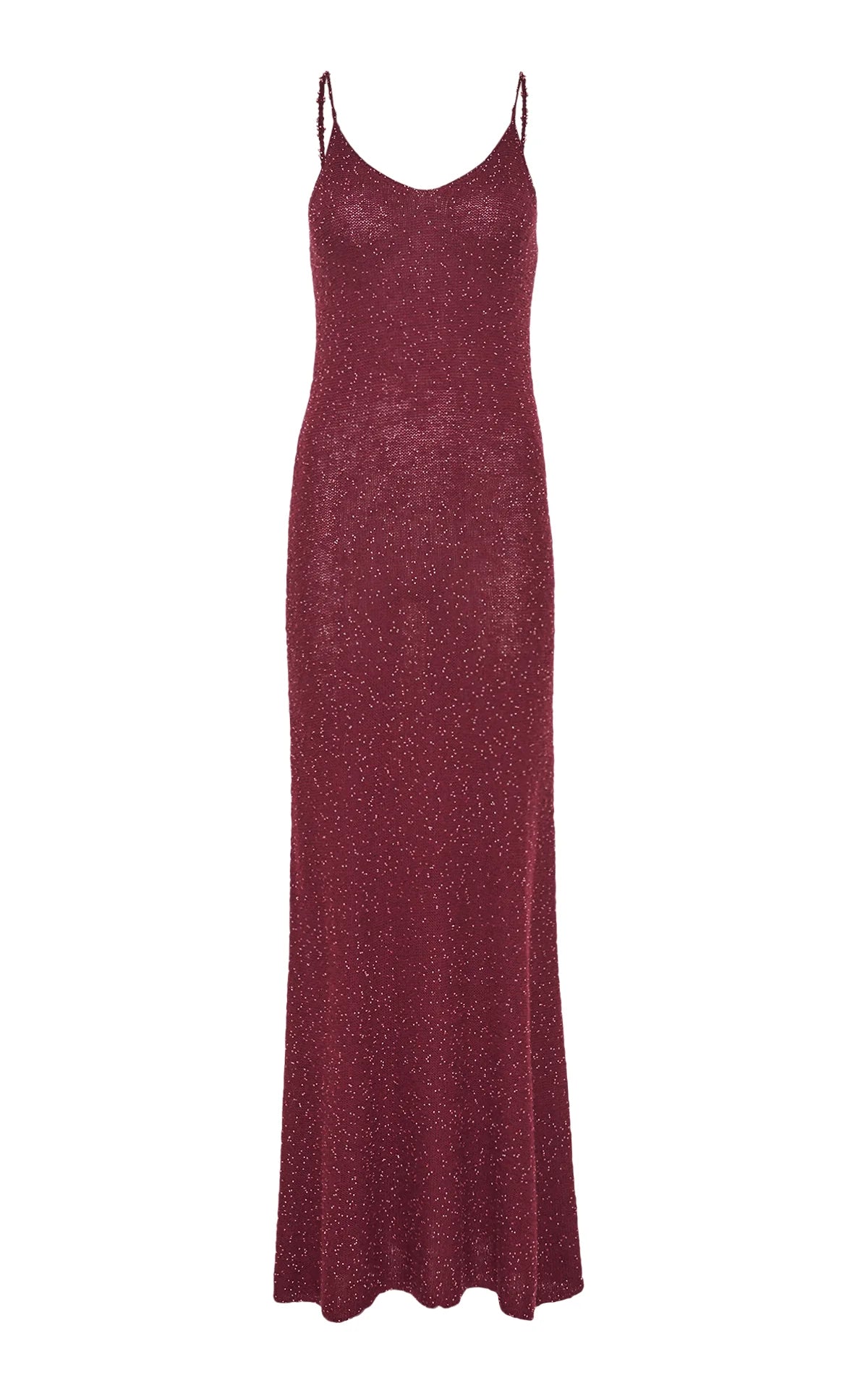 Florian Knit Maxi Slip Dress in Bordeaux Beaded Cashmere Silk